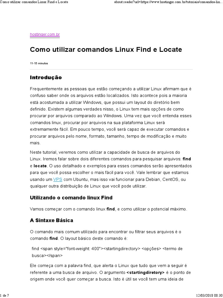 Comandos Find e Locate no Linux | PDF | Artes Linguísticas e Disciplina ...