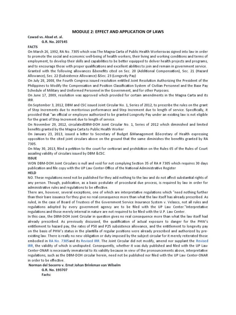 Cawad Vs. Abad G.r. No. 207145 July 28 2015
