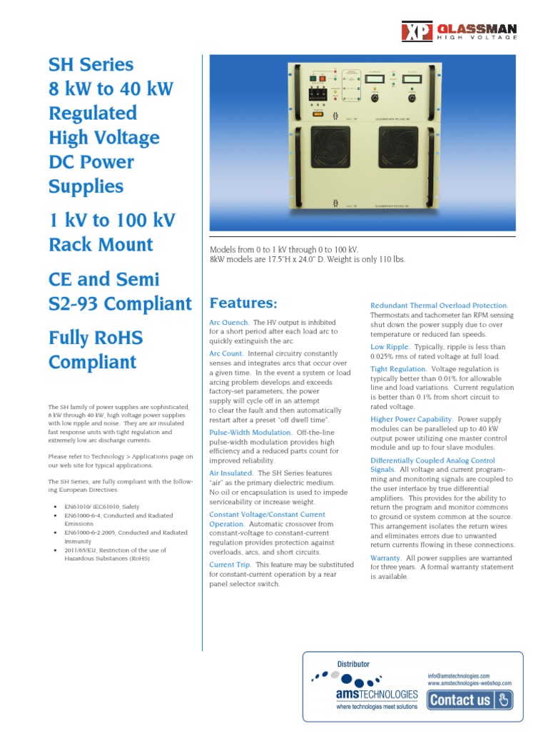SH Series High Voltage AC - DC Power Supplies XP Glassman Datasheet | PDF
