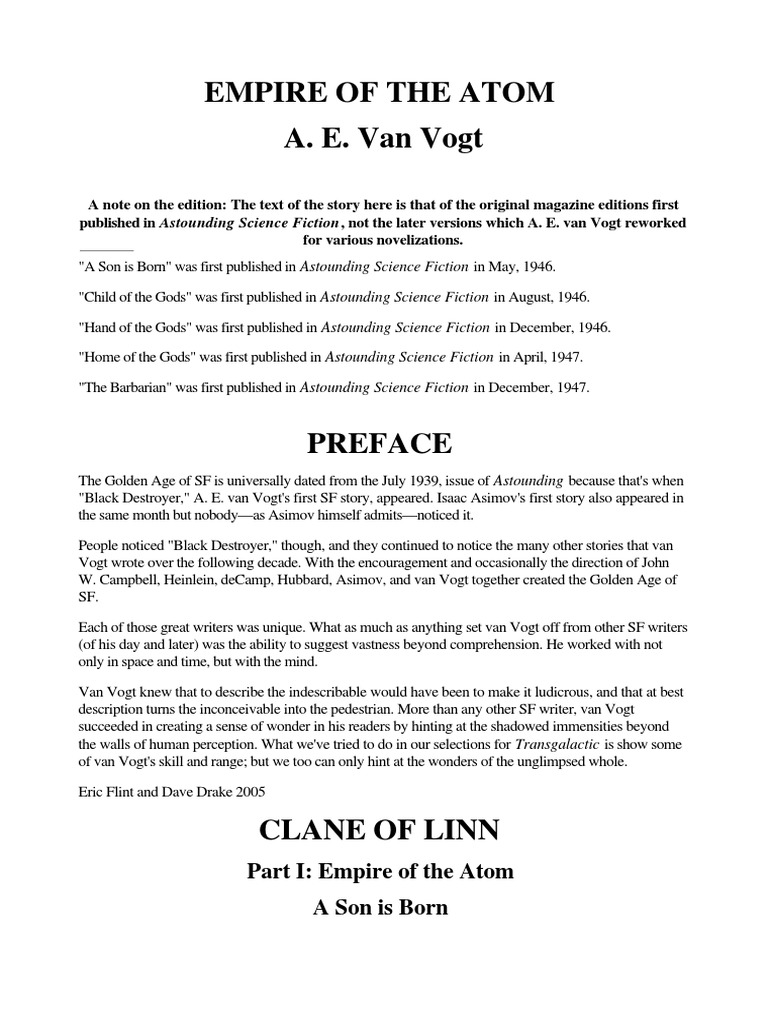 A. E. Van Vogt   Empire of The Atom   PDF   Analog Science
