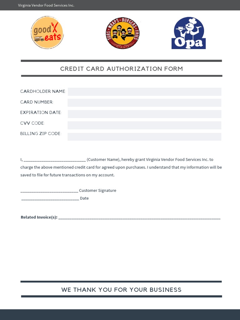 CC Authorization Form | PDF