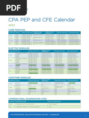 EC PEP CFE Calendar | PDF