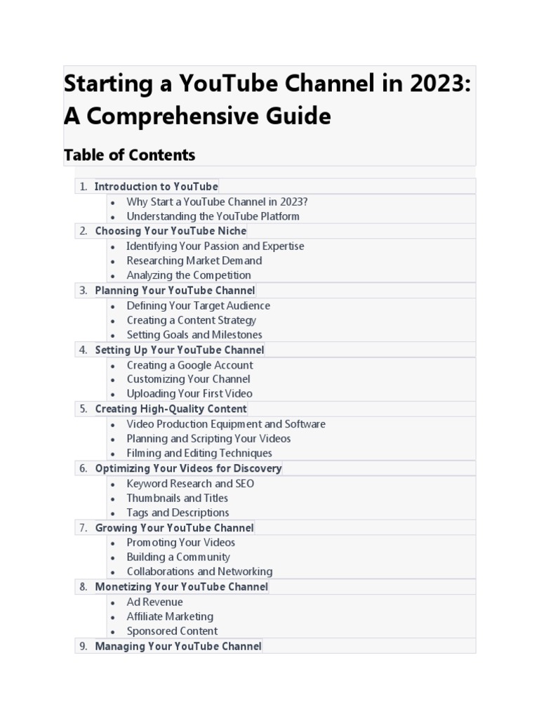 YouTube Channel Guide for 2023 | PDF | You Tube | Search Engine ...