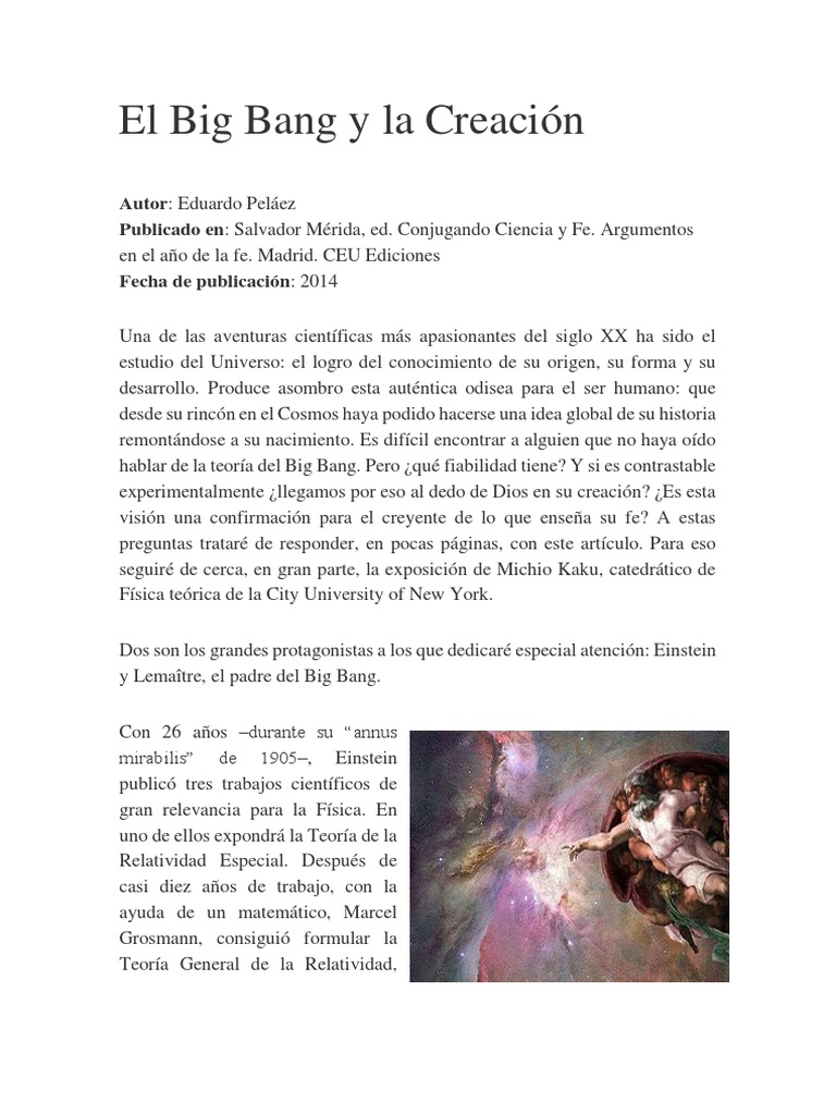 El Big Bang y La Creación | PDF | Big Bang | Universo