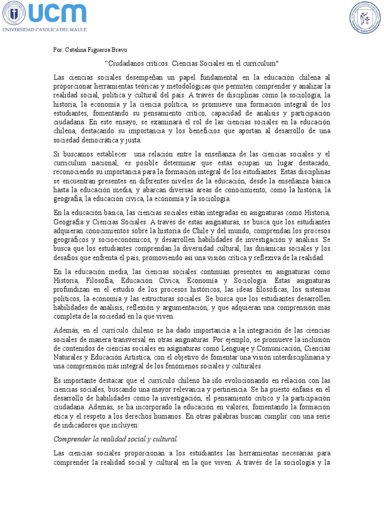 El Rol de Las Ciencias Sociales en La Educación Chilena | PDF ...