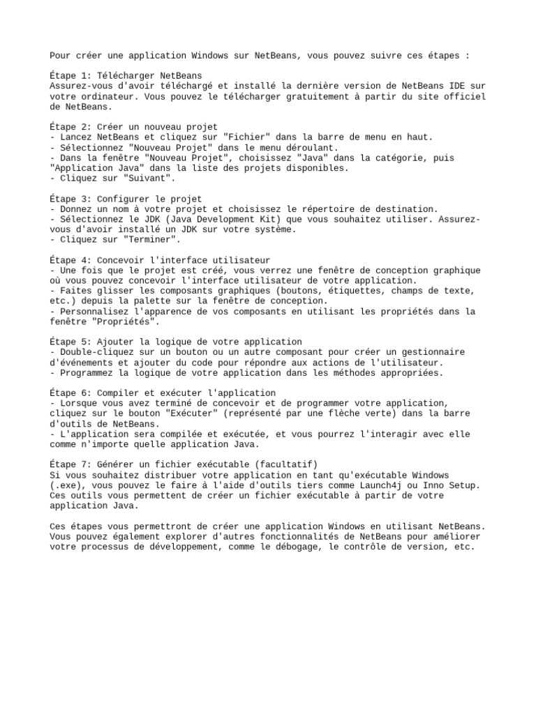 Créer une application Windows avec NetBeans | PDF | Applications et ...