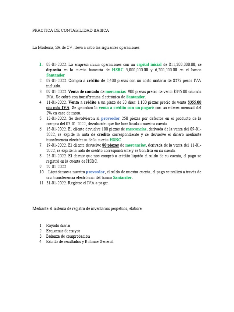 Contabilidad Básica Ejemplo Práctico Pdf