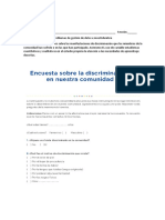 Ficha Encuesta Sobre La Discriminación en La Comunidad - MAT 3BCDE - Prof. Marizol Sánchez Anci - 2021