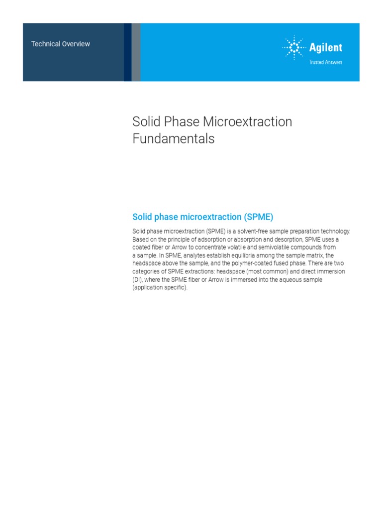 Te Solid Phase Microextraction Fundamentals Spme Arrow 5994 5775en ...
