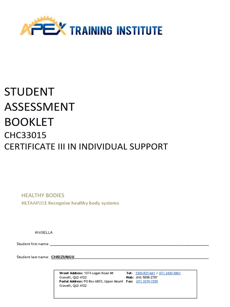 SAB HLTAAP001 Recognise Healthy Body Systems | PDF