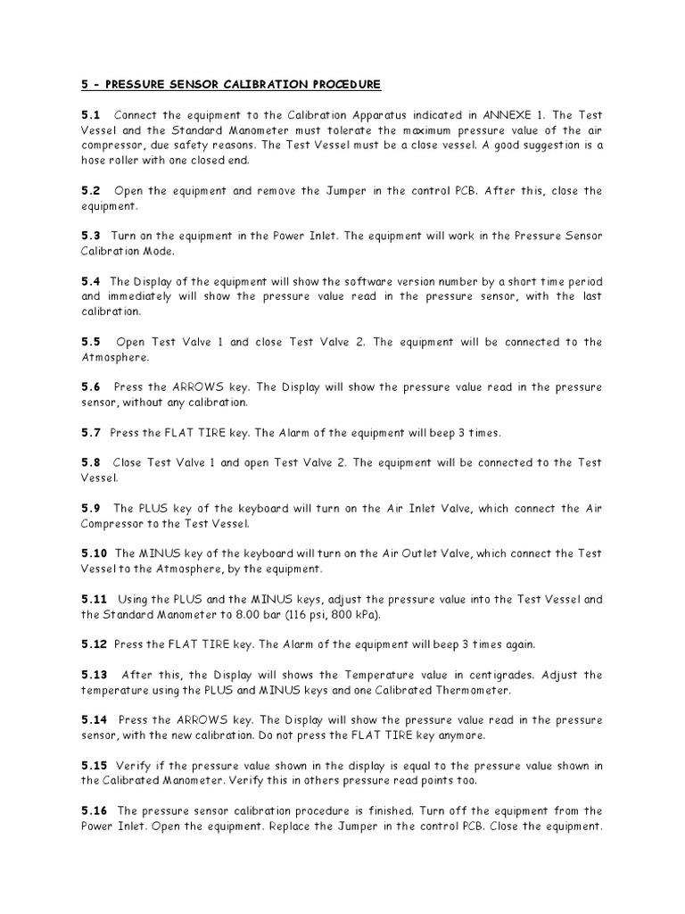 Pressure Sensor Calibration Procedure PDF