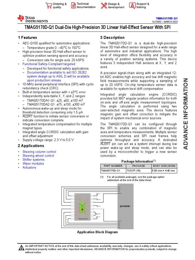 Tmag5170dQ1 Sensors PDF