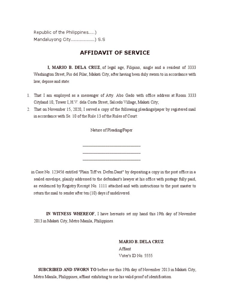Affidavit of Service | PDF