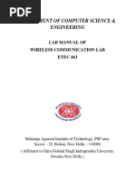 Department of Computer Science & Engineering: Lab Manual of Wireless Communication Lab ETEC 463