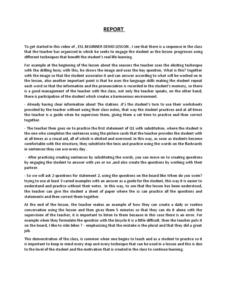 REPORT OF THE VIDEO (Video Recognition Del Met 5 | PDF | Question ...