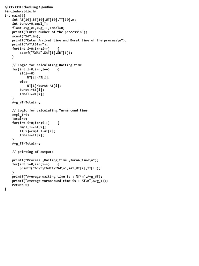FCFS CPU Scheduling Algorithm | PDF
