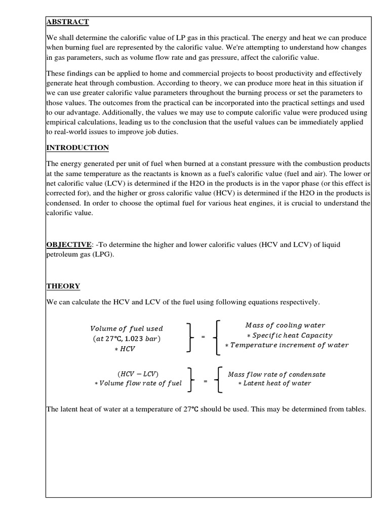 Boy's Gas Calorimeter PDF Fuels Thermodynamics