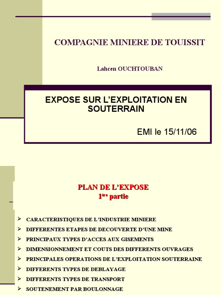 Méthodes d'Exploitation Souterraine | PDF | Exploitation minière ...