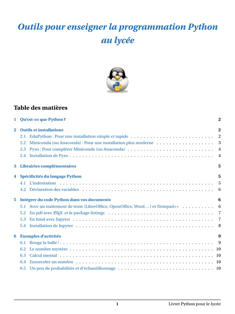 Livret python lycee pdf