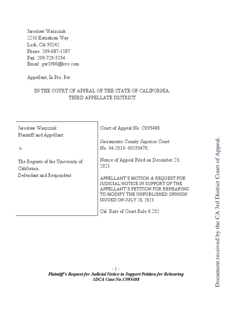 08-14-2023-Appellant's Request For Judicial Notice Waszczuk V The ...