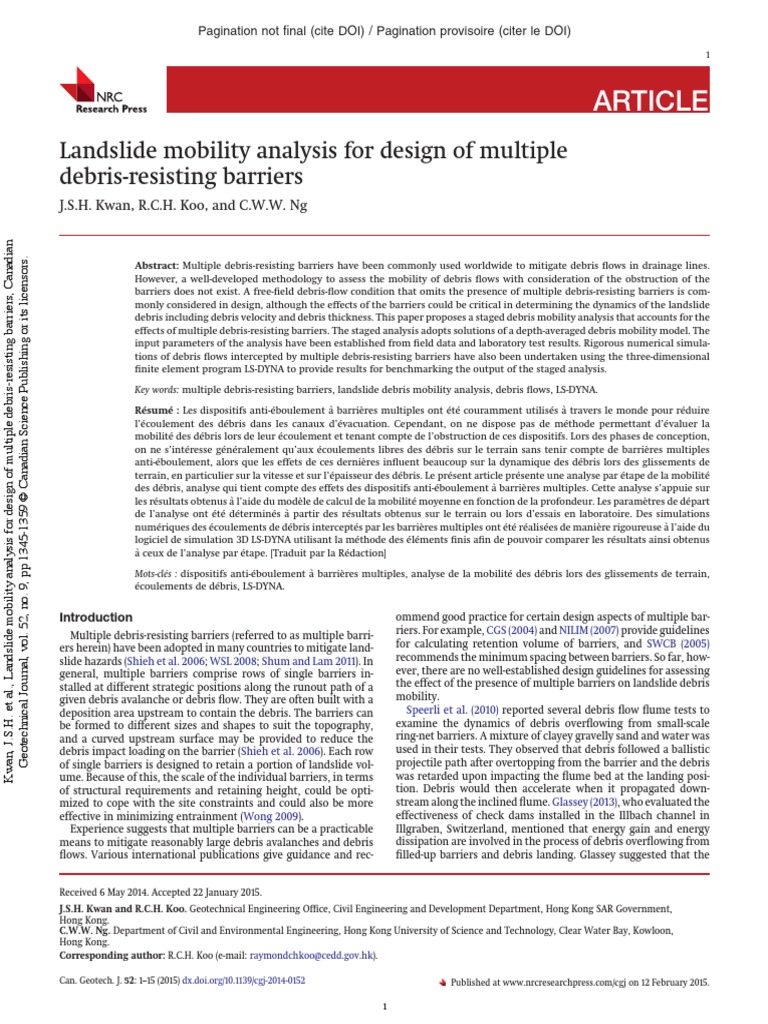 Kwan et al 2015 landslide mobility analysis for design of multiple