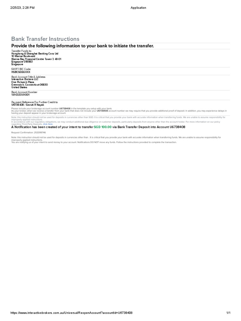 Interactive Broker Deposit | PDF | Finance & Money Management