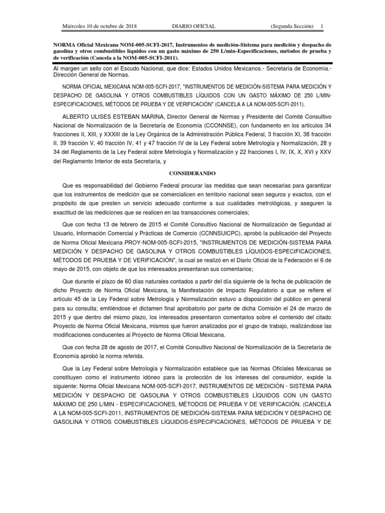 Nom 005 Scfi 2017 | PDF