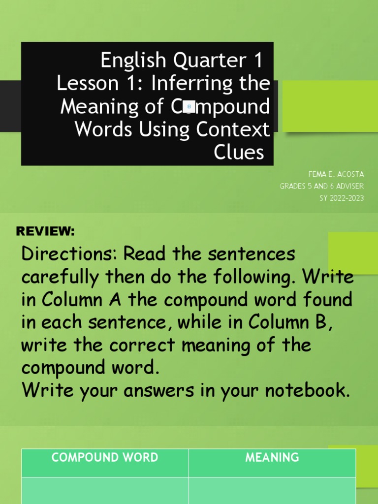 English Quarter 1 LESSON 1 | PDF | Lunch