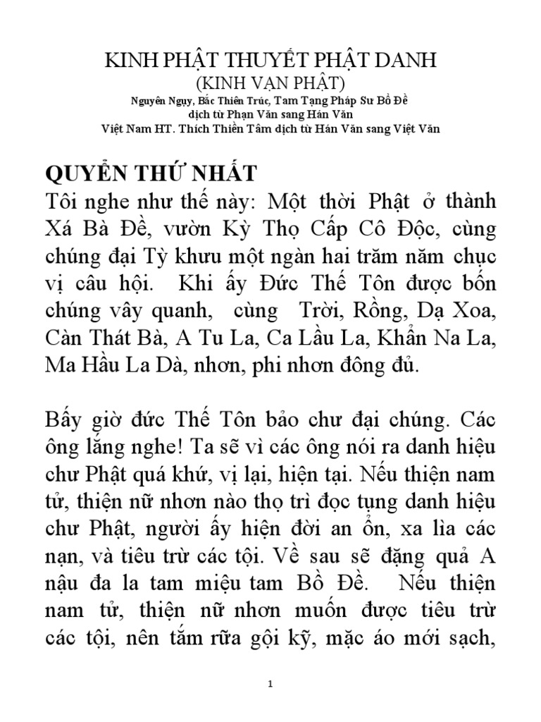 Kinh Vạn Phật Quyển 1: Ý Nghĩa và Lợi Ích Khi Tụng Niệm