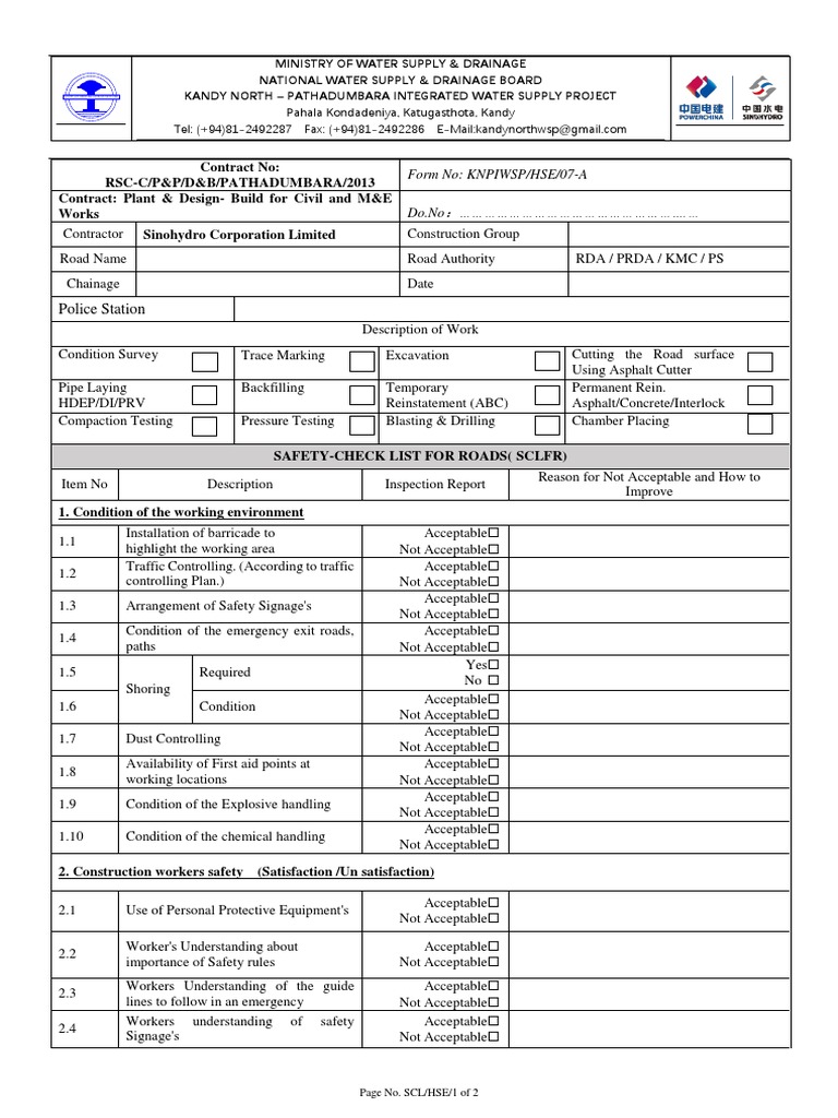 9.7 HSE07 SAFETYCHECK LIST A Edit1 PDF Road