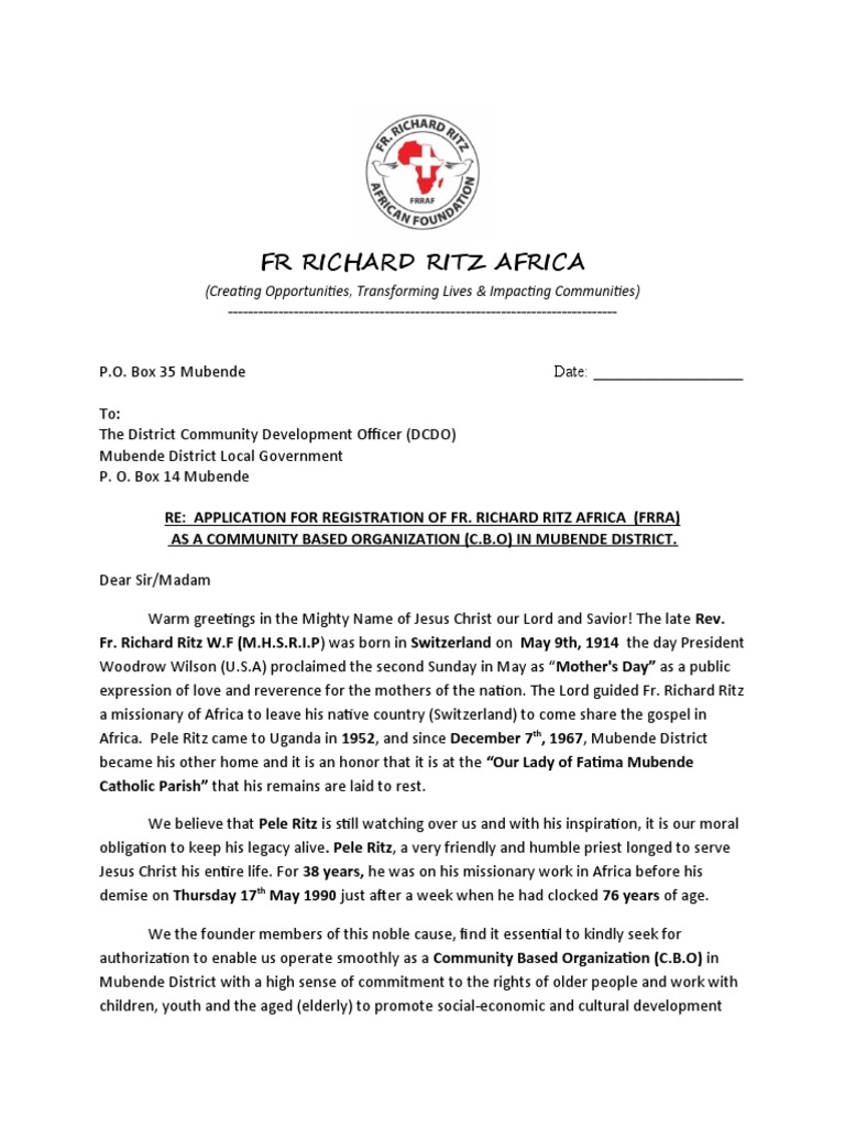 FRRA - Application Letter | PDF | Jesus | Abrahamic Religions