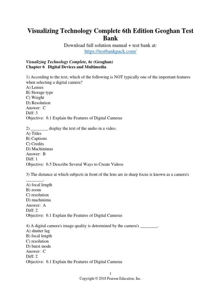 Visualizing Technology Complete 6th Edition Geoghan Test Bank Download ...