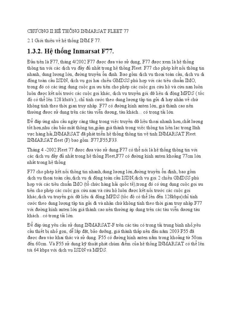 1.3.2. Hệ thống Inmarsat F77 | PDF