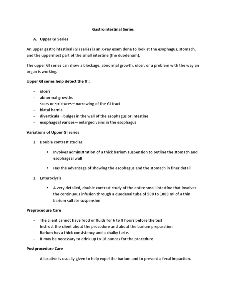 Upper GI Series: Procedure and Care | PDF | Gastroenterology | Medicine