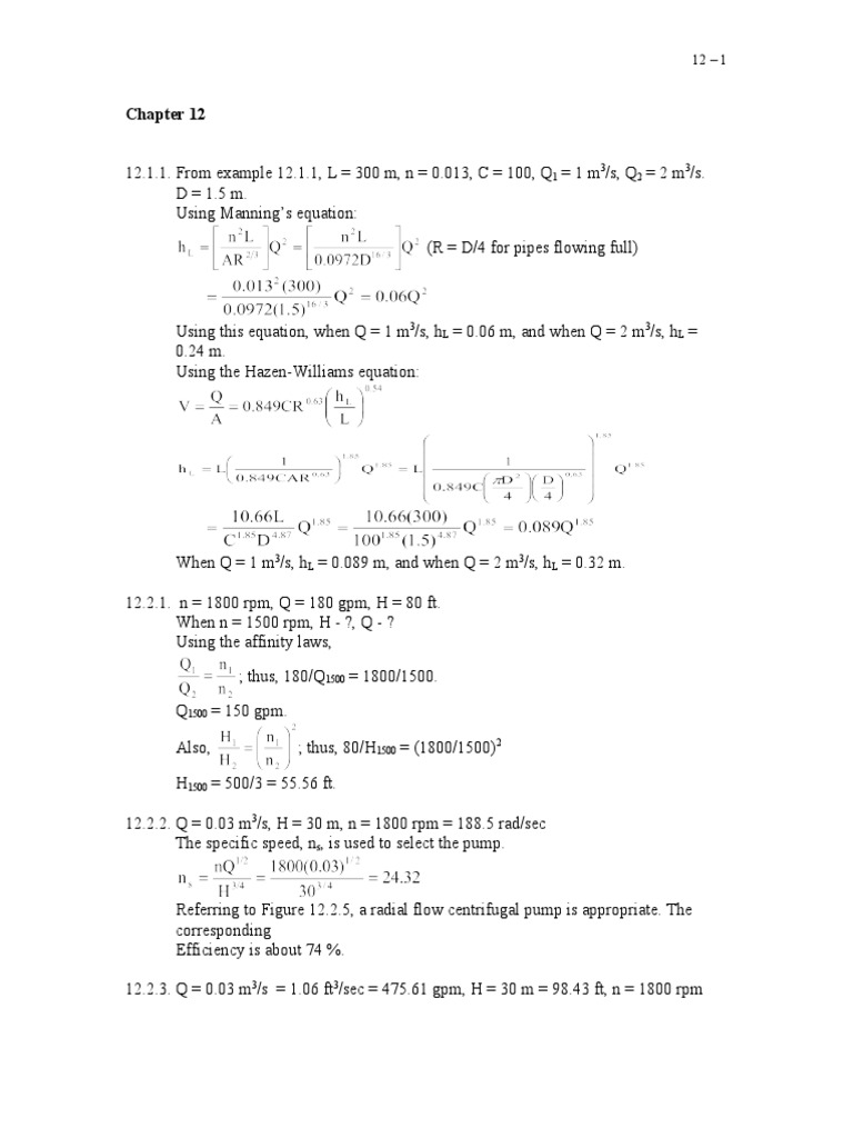 Chapter 12 Water Distribution Pdf Horsepower Applied And