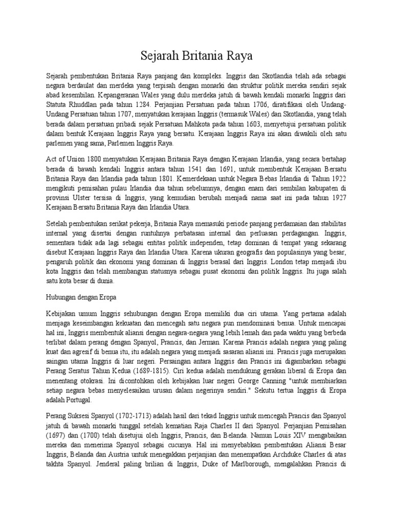 Sejarah Pembentukan Britania Raya | PDF | Perjalanan