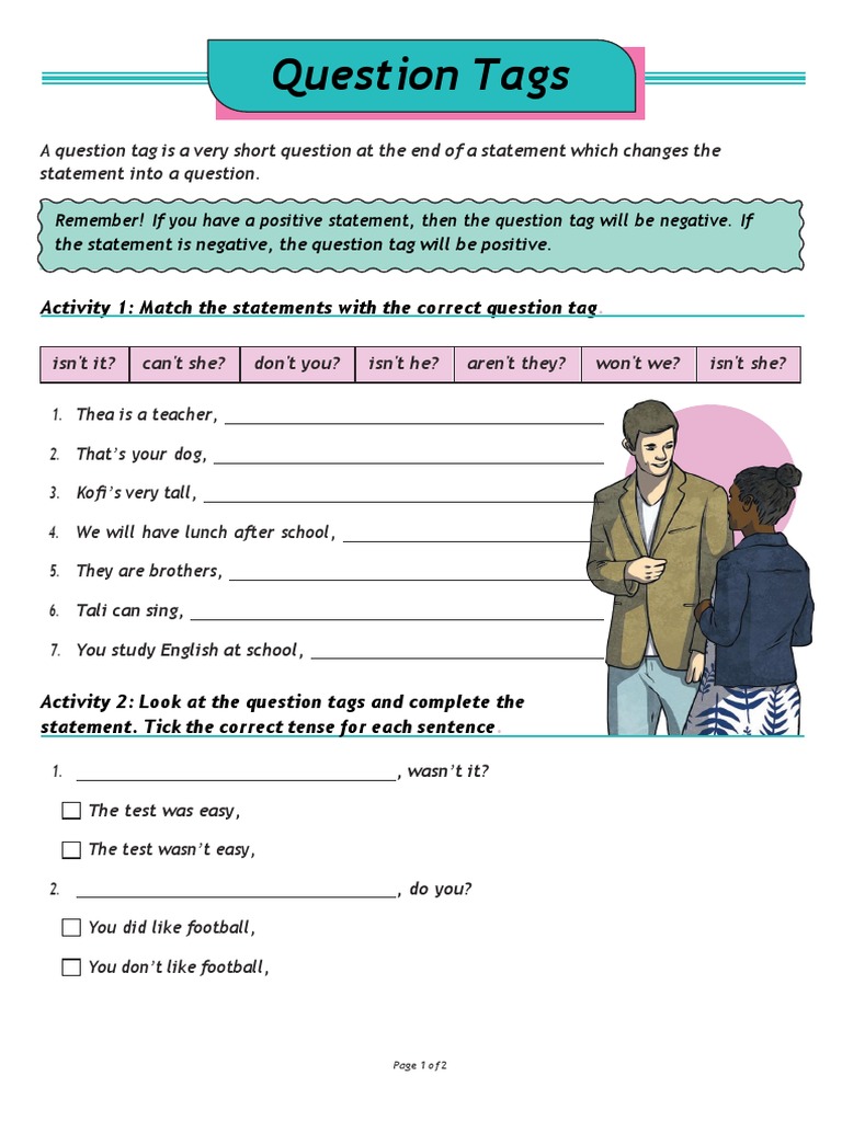 Question Tags Worksheet PDF