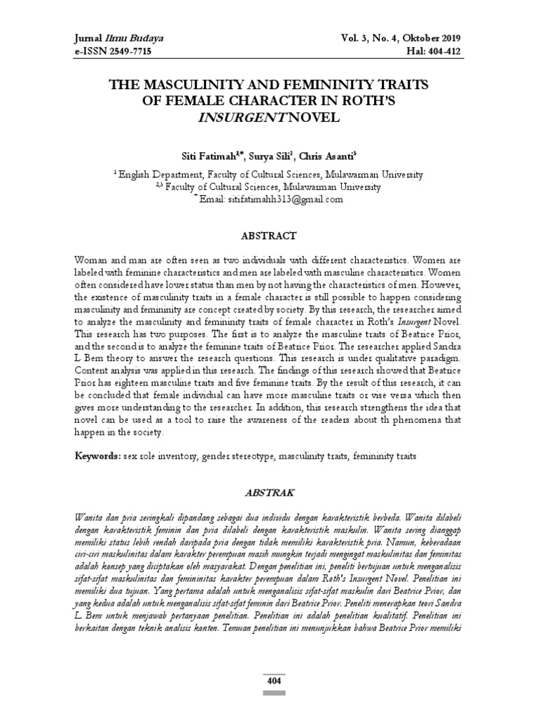 THE MASCULINITY AND FEMININITY TRAITS | PDF