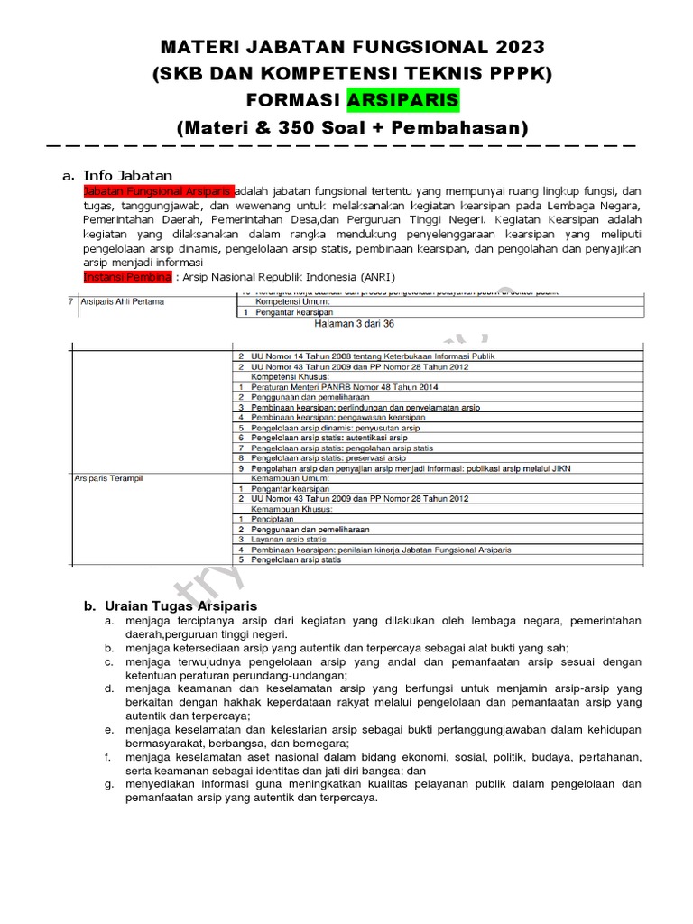 Soal Pppk Arsiparis Pdf