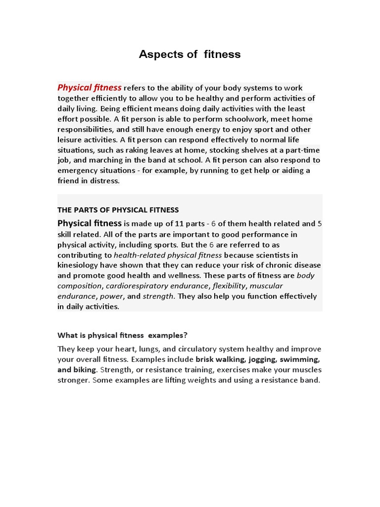 Aspects of Fitness | PDF