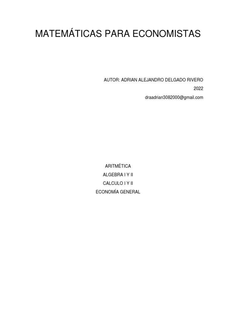 Matemáticas para Economistas | PDF | Métodos e Materiais de Ensino