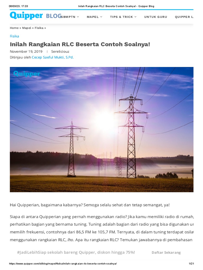Inilah Rangkaian Rlc Beserta Contoh Soalnya Quipper Blog Pdf