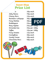 T T 289705 Sweet Shop Role Play Price List Poster Ver 1