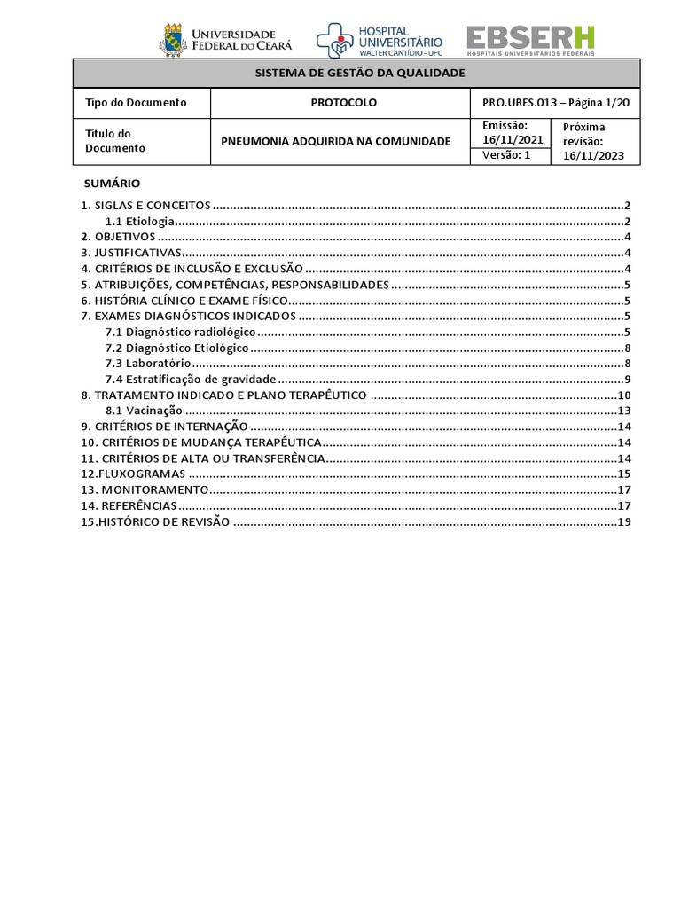 Pneumonia Adquirida na Comunidade | PDF