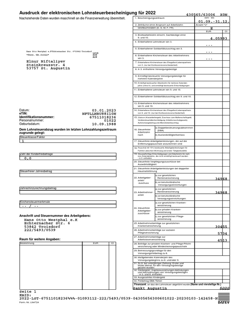 Lohnsteuerbescheinigung 2022 12 Dezember PDF