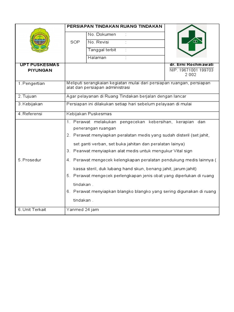 Persiapan Ruang Tindakan | PDF