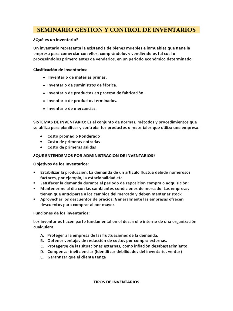 Seminario Gestion y Control de Inventarios | PDF