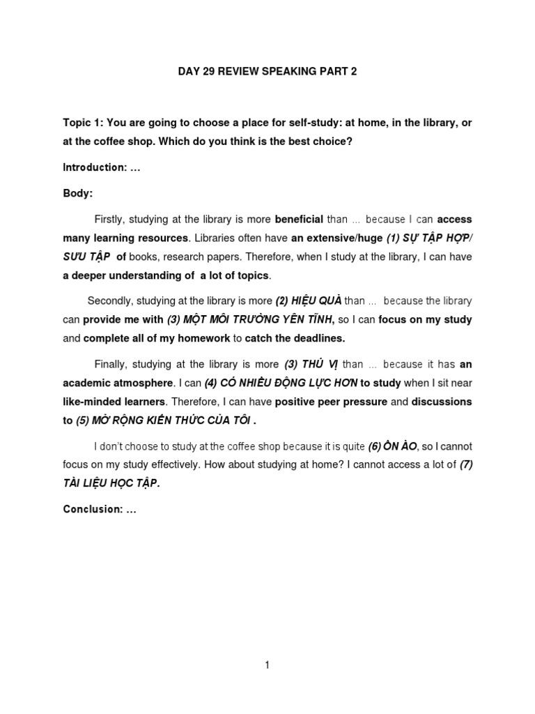Day 29 Review Speaking Part 2 | PDF | Bullying | Teachers