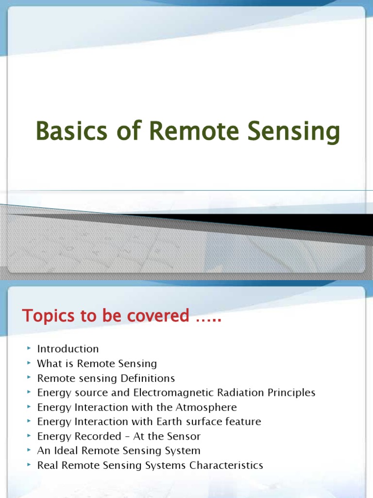 Basics of Remote Sensing PDF Remote Sensing Infrared