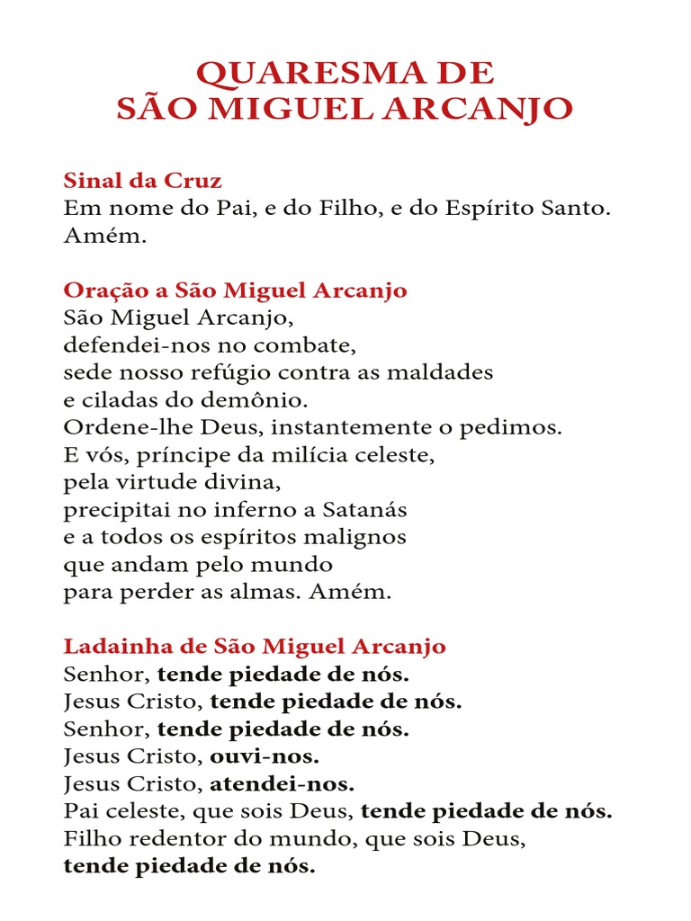 Quaresma de São MiguelPe. Paulo Ricardo PDF Miguel (Arcanjo) Oração